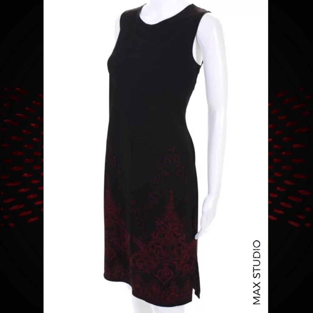 Max Studio Blk/Red Abstract Bottom Sheath Dress - image 2
